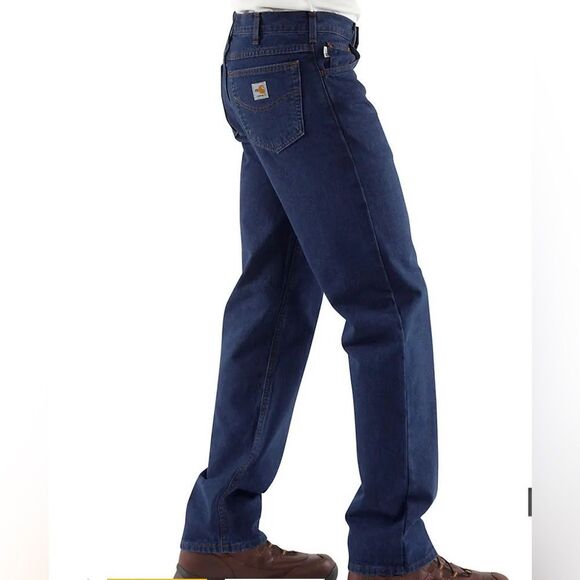 New! Carhartt Flame Resistant Signature Blue Denim Relax Fit Men Jeans Sz 35X32 - Picture 5 of 12
